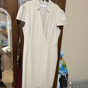 Preston & York Cream Sheath Dress with Puff Sleeves